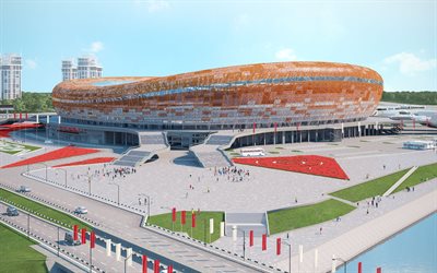 Arena mordovya, Saransk, Mordovya, Rusya, 4k, modern yeni Futbol Stadyumu, 2018 FIFA D&#252;nya Kupası, spor arena, FC Mordovya Saransk, futbol