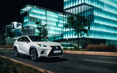 Lexus NX, 300h, Sport, 2018, luxury white crossover, exterior, front view, new white NX, Japanese cars, Lexus