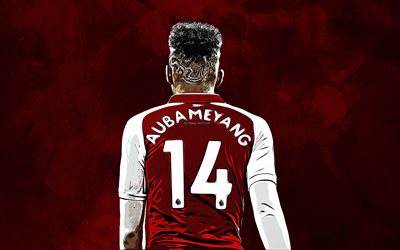 Pierre-Emerick Aubameyang, 4k, grunge konst, Arsenal London, Gabon fotbollsspelare, kreativ konst, ritning, Premier League, England, fotboll