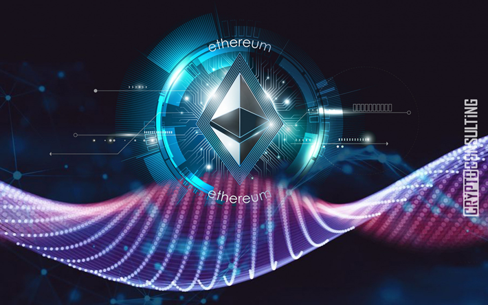 Ethereum, concetti, blockchain, emblema, logo, arte creativa
