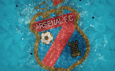 Arsenal Sarandi FC, 4k, logo, arte geometrica, Argentino football club, blu, astratto sfondo, Argentina Primera Division, calcio, Sarandi, Argentina, arte creativa, Arsenal de Sarandi