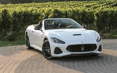 Maserati GranCabrio, 2017, luxury Convertible, white convertible, Italian cars, Maserati