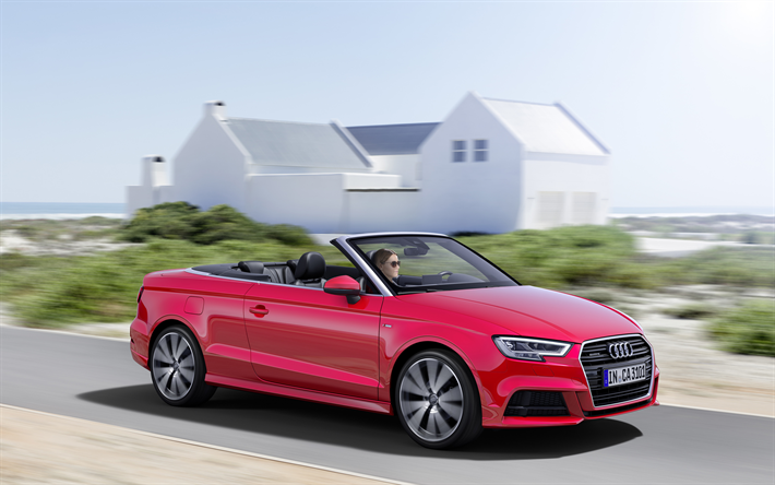 Audi A3 Cabriolet, 2017 cars, movement, red a3, german cars, Audi