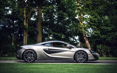 McLaren 570S Coupe, 2017, Sports car, silver 570S, roadster, McLaren