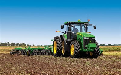 John Deere 8295R, tractors, agricultural machinery, field, John Deere