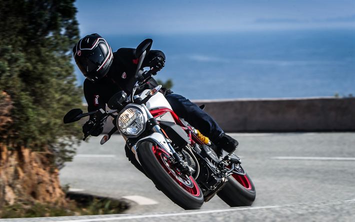 Ducati Monster 797, 2017, Blanc de moto, moto de course, Ducati