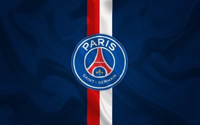 Paris Saint-Germain, PSG, Emblem, PSG logo, Football club, France, Ligue 1, football, Blue silk