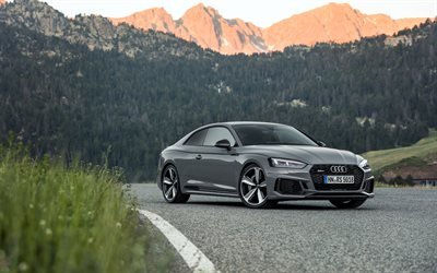 Audi RS5 Coupe, 2018 cars, USA, german cars, gray RS5, Audi