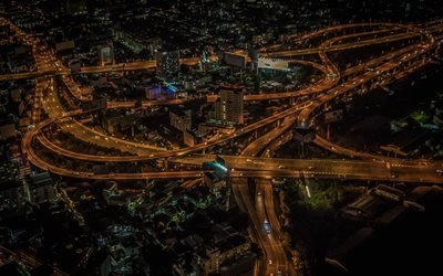 Bangkok, natt, panorama, Thailand, Asien