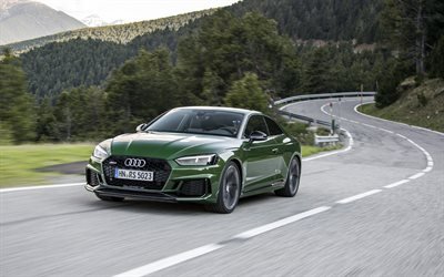 4k, Audi RS5, Alman otomobil, 2018 araba, hareket, yeşil rs5, Audi