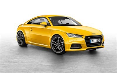 Audi TT, 2018 otomobil, coupe, sportcars, sarı tt, Audi