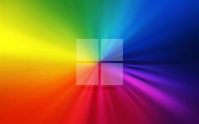 Microsoft logo, artwork, rainbow backgrounds, Microsoft new logo, Microsoft