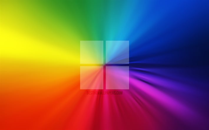 Logotipo de Microsoft, obras de arte, arco iris fondos, nuevo logo de Microsoft, Microsoft