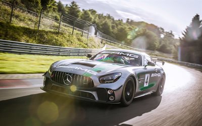 4k, Mercedes-AMG GT4, 2017 cars, supercars, C190, raceway, Mercedes