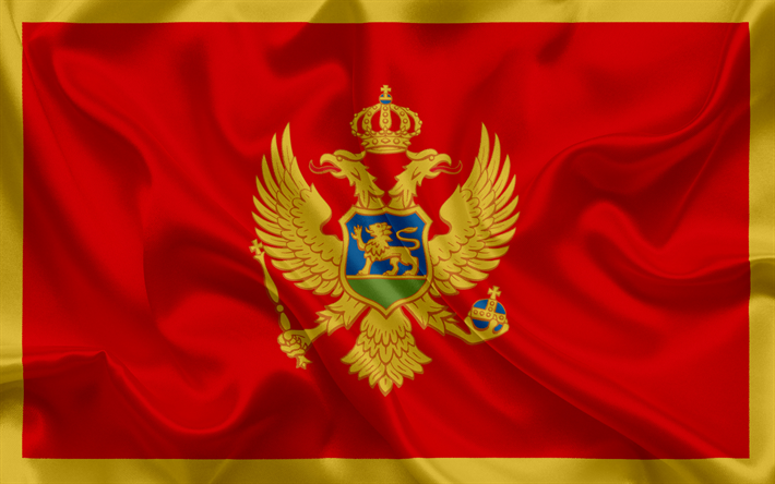 Flaggan i Montenegro, Europa, r&#246;d flagg, vapen, Montenegro