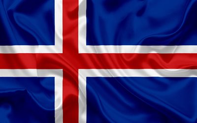 Bandeira Icelandic, Isl&#226;ndia, Europa, seda bandeira, bandeira da Isl&#226;ndia