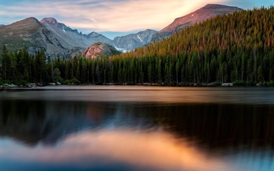 4k, Bear Lake, sunset, Idaho, Utah, America, USA