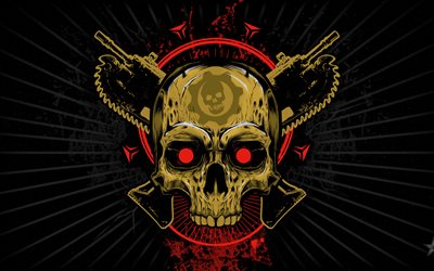 Gears of War, grunge, logo, art, skull