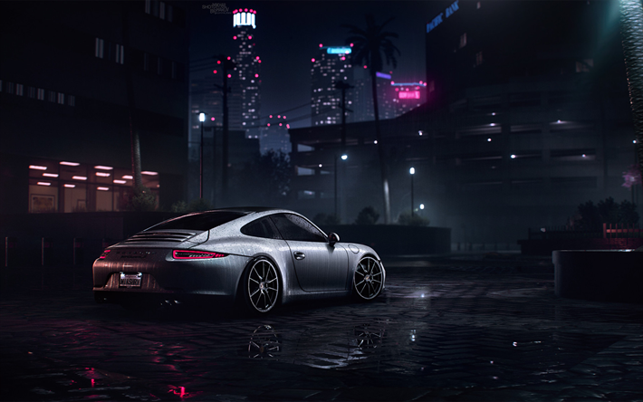 Need For Speed, NFS, Porsche 911 Carrera S, autosimulator, night