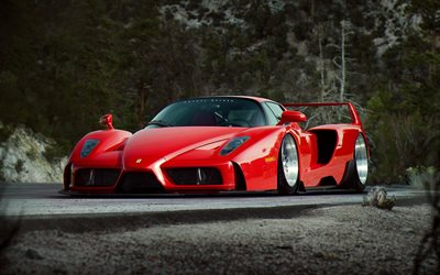 Ferrari Enzo, tuning, hypercars, rouge Enzo, italien voitures, Ferrari