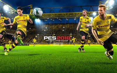 Pro Evolution Soccer 2018, 4k, cartaz, 2018 jogos, PES, BVB, O Borussia Dortmund