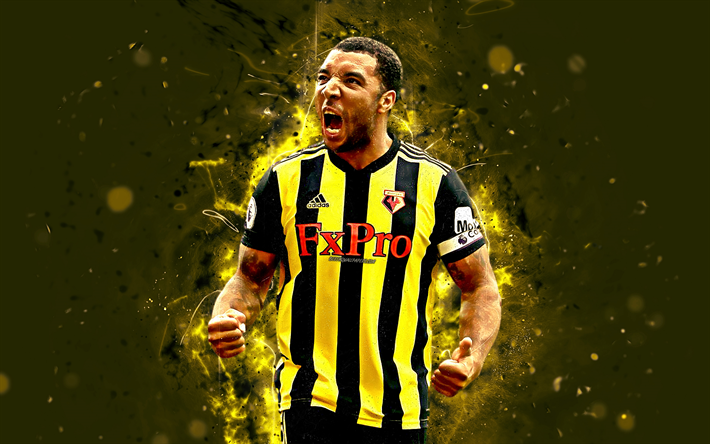 Troy Deeney, 4k, a arte abstrata, Jogador ingl&#234;s, Watford, futebol, Deeney, Premier League, jogadores de futebol, luzes de neon, Watford FC