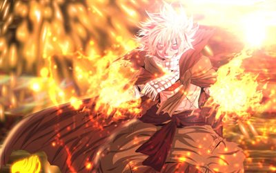 Natsu Dragneel, fire, artwork, manga, Team Natsu, protagonist, Fairy Tail