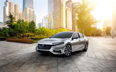 Honda Insight Prototype, 2019, exterior, silver sedan, front view, Japanese cars, Honda