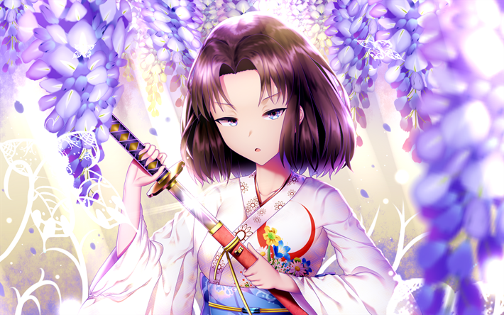 Scathach Skadi, la protagonista, kimono, Extranjero, Caster, Destino de la Gran Orden, de arte, de TYPE-MOON, el Destino de la Serie