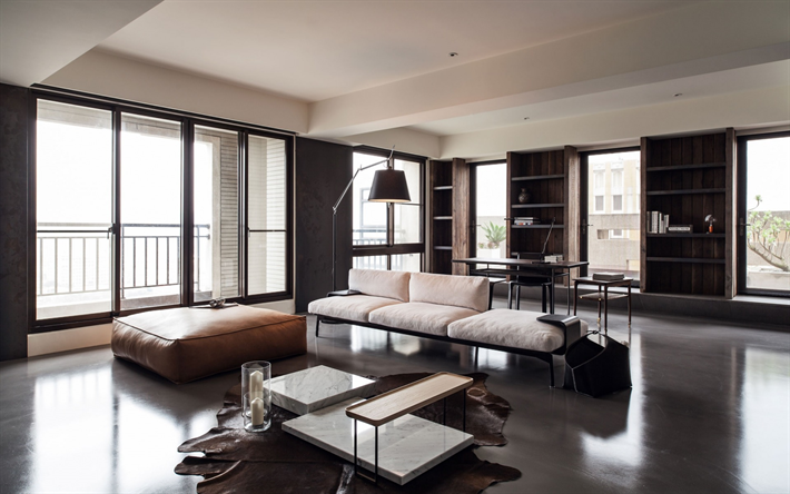 elegante apartamento, sala de estar, um design interior moderno, Formosa, Taipei, interior elegante
