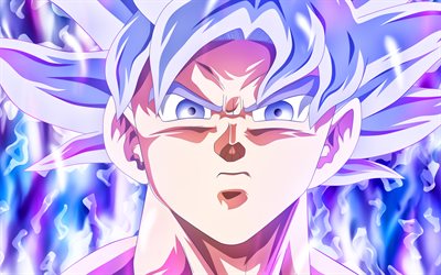Ultra Instinct de Goku, portrait, art, DBS, close-up, Dragon Ball, Migatte Pas Gokui), Ma&#238;tris&#233; Ultra Instinct, Super Saiyan Dieu, Dragon Ball Super