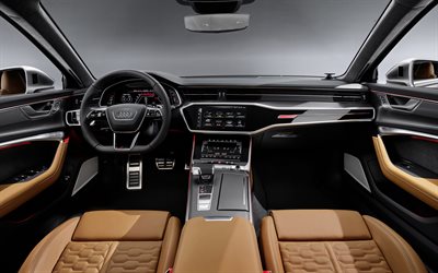 Audi RS6 Avant, 2020, interno, vista interna, nuova RS6 Avant, pannello frontale, auto tedesche, Audi