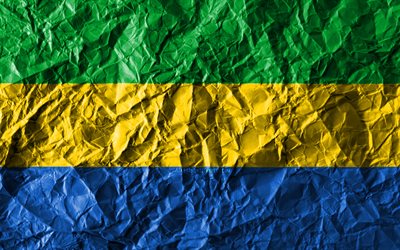 Gabonese flag, 4k, crumpled paper, African countries, creative, Flag of Gabon, national symbols, Africa, Gabon 3D flag, Gabon