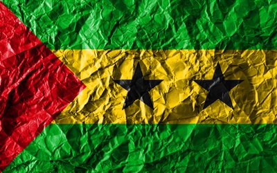 Sao Tome och Principe flagga, 4k, skrynkliga papper, Afrikanska l&#228;nder, kreativa, Flaggan i Sao Tome och Principe, nationella symboler, Afrika, Sao Tome och Principe