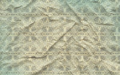 froiss&#233;, texture de tissu, floral vintage pattern, gris tissu de fond, de tissus, de textures, de milieux, tissu, texture de tissu ondul&#233;