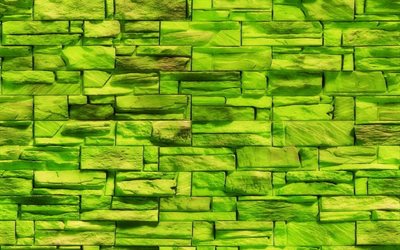 decorativi in pietra, texture, verde, brickwall, macro, mattoni, mattoni texture, pietre decorative, marrone, muro di mattoni, pietre verdi sfondo