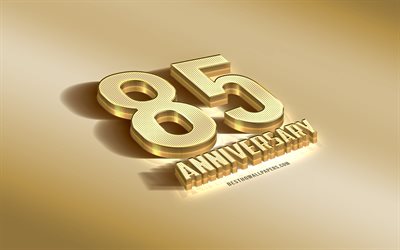 85th Anniversary sign, golden 3d symbol, golden Anniversary background, 85th Anniversary, creative 3d art, 85 Years Anniversary, 3d Anniversary sign