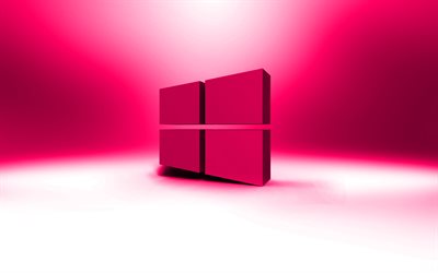 Windows 10 vaaleanpunainen logo, luova, SEN, vaaleanpunainen abstrakti tausta, Windows 10 3D logo, merkkej&#228;, Windows 10-logo, kuvitus, Windows 10