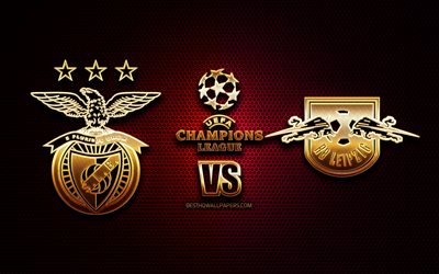 Benfica vs RB Leipzig, Grupo G, UEFA Champions League, temporada 2019-2020, ouro logotipo, Benfica, FC, RB Leipzig FC, A UEFA, FC vs RB Leipzig FC