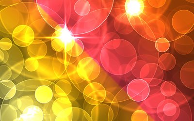 gula och rosa reflexer, 4k, kreativa, gula och rosa abstrakt bakgrund, abstrakt konst, bakgrund med bl&#228;ndning, gula och rosa cirklar
