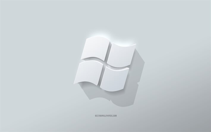 Windows old logo, white background, Windows old 3d logo, 3d art, Windows, Windows PS emblem, Windows logo