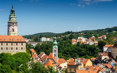 Cesky Krumlov, Czech Republic, Cesky Krumlov Castle, St Vitus Church, Cesky Krumlov panorama, cityscape