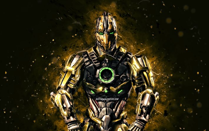 Download wallpapers Cyrax, 4k, brown neon lights, Mortal Kombat Mobile