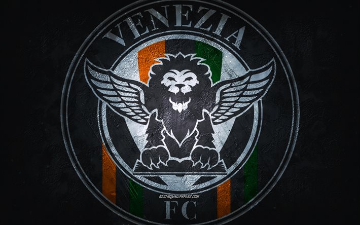 Venezia FC, Italian football team, white background, Venezia FC logo, grunge art, Serie А, Ascoli, football, Italy, Venezia FC emblem