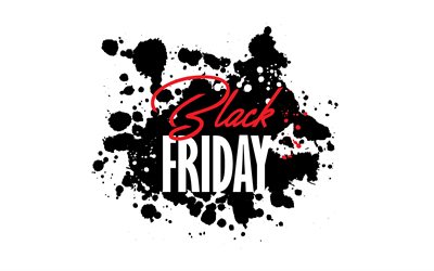 Musta perjantai, 4k, grunge -taide, valkoinen tausta, 26 marraskuuta, Black Friday -elementit, myynti, Black Friday grunge -tausta, myynti tausta