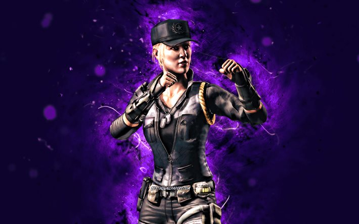 Sonya Blade, 4k, n&#233;ons violets, Mortal Kombat Mobile, jeux de combat, MK Mobile, cr&#233;atif, Mortal Kombat, Sonya Blade Mortal Kombat
