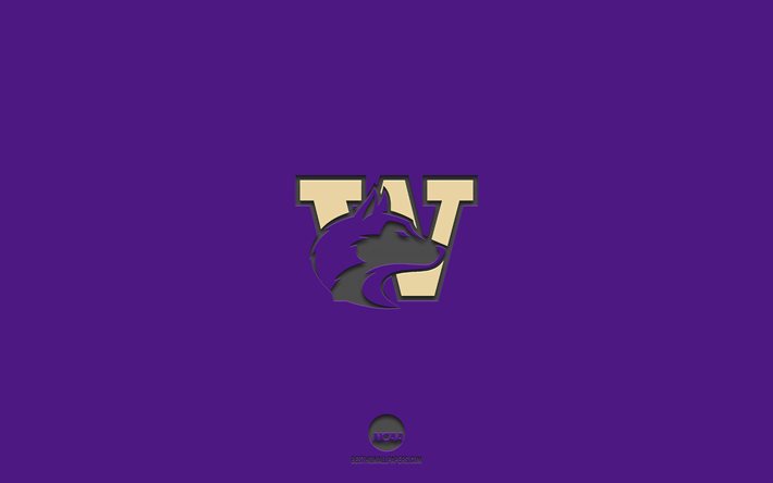 Washington Huskies, fond violet, &#233;quipe de football am&#233;ricain, embl&#232;me des Washington Huskies, NCAA, Washington, USA, football am&#233;ricain, logo Washington Huskies