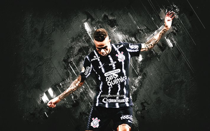 Luan Vieira, Corinthians, Brazilian soccer player, gray stone background, Serie A, football, Luan Vieira art