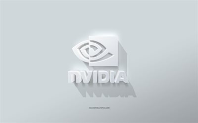 Nvidia logo, white background, Nvidia 3d logo, 3d art, Nvidia, 3d Nvidia emblem, Nvidia Corporation