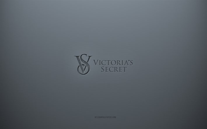 Victorias Secret -logo, harmaa luova tausta, Victorias Secret -tunnus, harmaa paperi, Victorias Secret, harmaa tausta, Victorias Secret 3D -logo